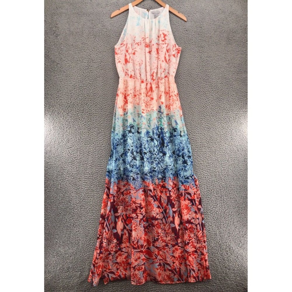 H&M Floral Ombre Maxi Dress in White, Coral, Blue, Navy